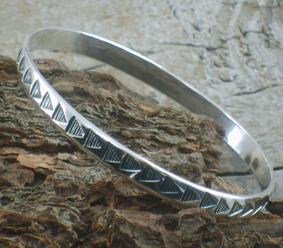 Sterling Bangle Bracelet stamped